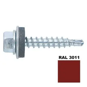 Șurub autoforant STARKFIX, cu cap hexagonal și șaibă EPDM, pentru metal, 4,8x35, RAL3011, 250buc 281420