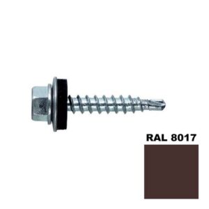 Șurub autoforant STARKFIX, cu cap hexagonal și șaibă EPDM, pentru metal, 4,8x25, RAL8017, 250buc 281423