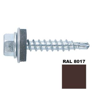 Șurub autoforant STARKFIX, cu cap hexagonal și șaibă EPDM, pentru metal, 4,8x35, RAL8017, 250buc 281427
