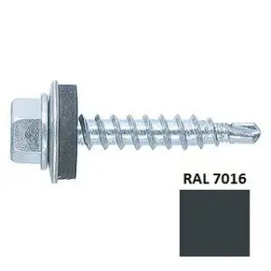 Șurub autoforant STARKFIX, cu cap hexagonal și șaibă EPDM, 4,8x35, RAL7016, 250buc 280490