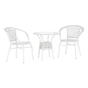 Set mobilier de grădină Jenar, masă și 2 fotolii, ratan sintetic alb, 3 piese