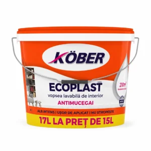 Vopsea lavabilă de interior KÖBER Ecoplast Antimucegai, alb mat, 15 L + 2 L GRATUIT