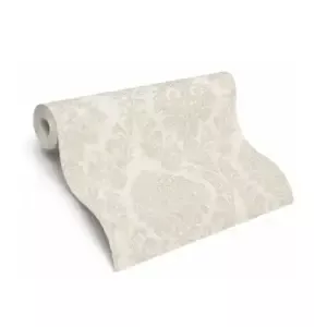 Tapet Vlies cu model damasc Grandeco Nomad A50103, crem-gri, 10,05 x 0,53 m