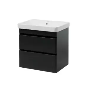 Mobilier de baie suspendat Vivace cu lavoar 60 cm, Negru Mat