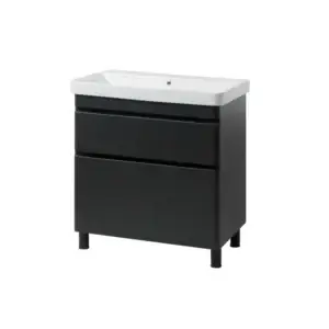 Mobilier de baie Vivace cu lavoar 80 cm, Negru Mat