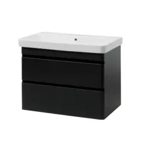 Mobilier de baie suspendat Vivace cu lavoar 80 cm, Negru Mat