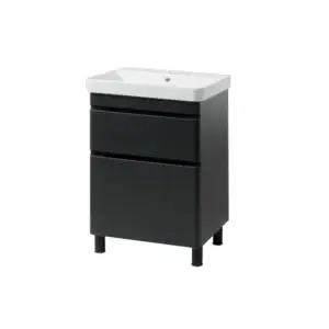 Mobilier de baie Vivace cu lavoar 60 cm, Negru Mat