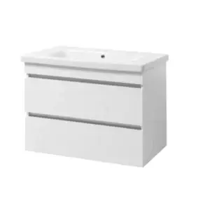 Set mobilier baie suspendat Monaco TP11 cu lavoar Vesta, 100 cm, Alb Lucios