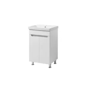 Set mobilier baie Sempre TN-01 cu lavoar ceramic, 51 cm, Alb Lucios