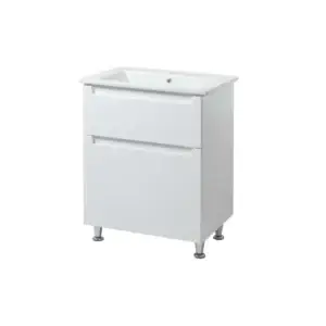 Set mobilier baie Marco TNB-2 D cu lavoar Vesta, 60 cm, Alb Lucios