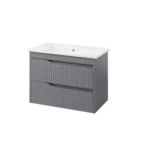 Set mobilier baie suspendat Florence TNB-2 cu lavoar Vesta, 60 cm, Gri Mat