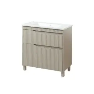 Set mobilier baie Florence TNB-2 D cu lavoar Vesta, 80 cm, Mocca Mat