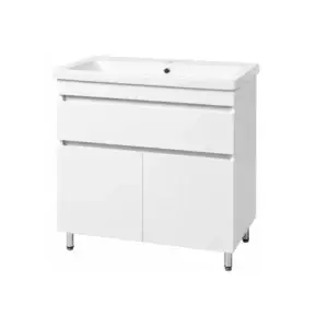 Set mobilier baie Monaco TH-3 cu lavoar Vesta, 60 cm, Alb Lucios