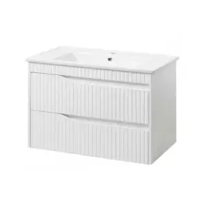 Set mobilier baie suspendat Florence TP-2 D cu lavoar Boloro, 80 cm, Alb Mat