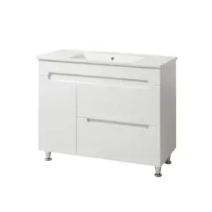 Set mobilier baie Marco T-8 cu lavoar Thin, 100 cm, Alb Lucios