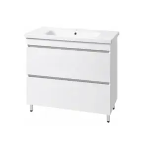 Set mobilier baie Monaco TN-2 cu lavoar Tahin, 100 cm, Alb Lucios