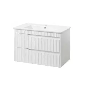 Set mobilier baie suspendat Florence TP-2 D cu lavoar Thin, 80 cm, Alb Mat