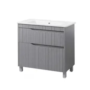 Set mobilier baie Florence TNB-2 D cu lavoar New Line, 80 cm, Gri Mat