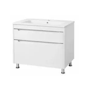 Set mobilier baie Valencia TNB-2 D cu lavoar Thin, 65 cm, Alb Lucios