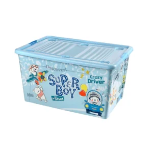 Cutie de depozitare pentru jucării cu capac, albastru/roz, 80 Litri – QS026