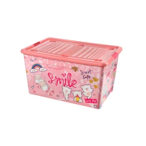Cutie de depozitare pentru jucării cu capac, albastru/roz, 40 Litri – QS024