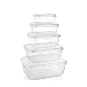 Set 5 cutii dreptunghiulare transparente pentru alimente QS104, transparente