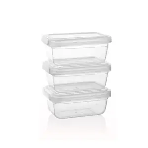 Set 3 cutii dreptunghiulare transparente pentru alimente 3 × 2300 ml QS108 transparente