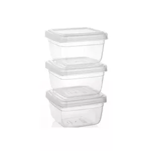 Set 3 caserole pătrate din plastic transparent, 3750ml, QS182