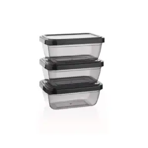 Set 3 cutii dreptunghiulare pentru alimente 3 x 800 ml, cu capac, QS132