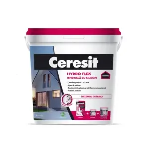 Ceresit Hydro Flex – Tencuială decorativă cu silicon și fibre, praf de piatră 1,5 mm, Andalusia 1, 25 kg