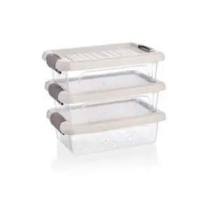 Set 3 cutii dreptunghiulare de depozitare, 3 x 5000 ml, cu capac QS214